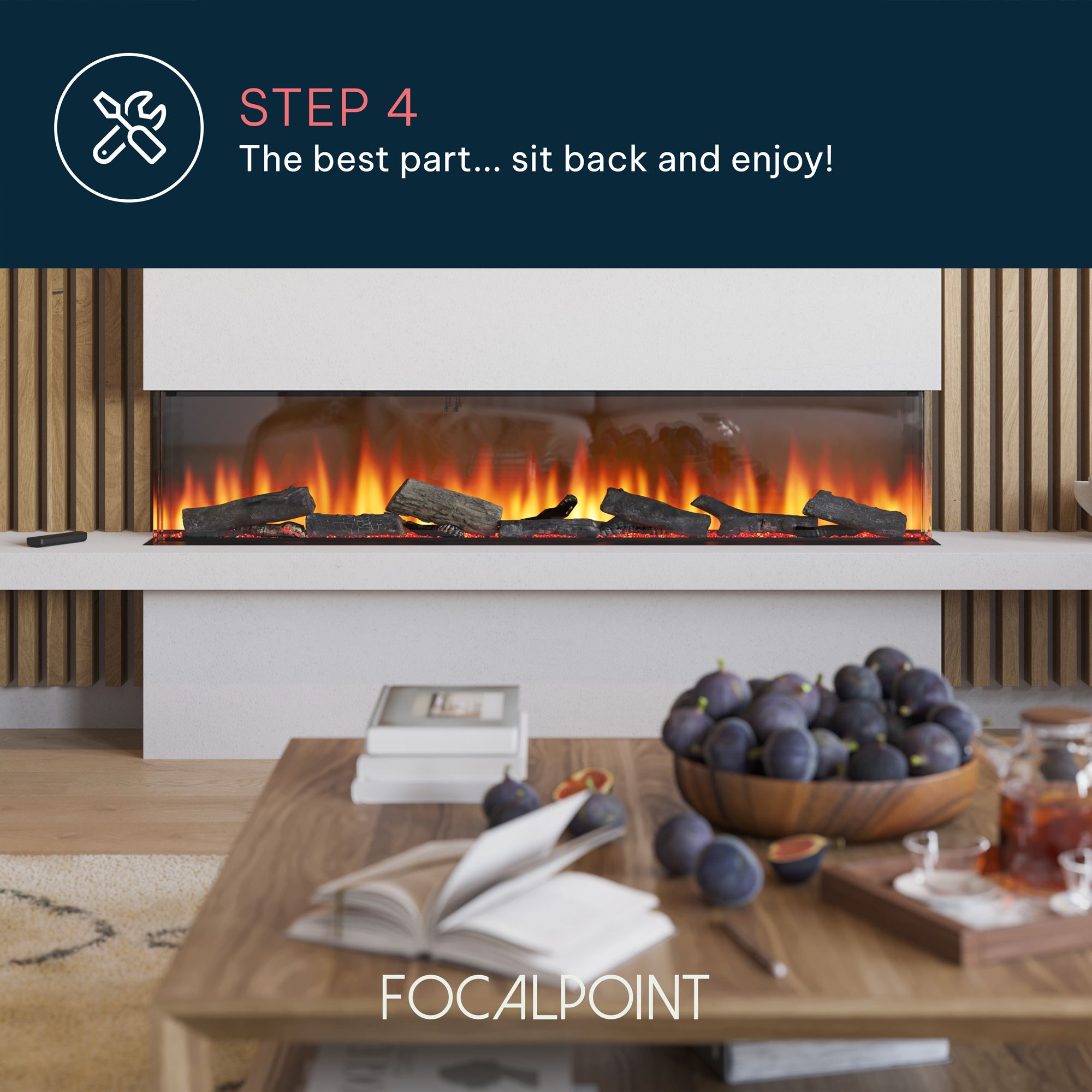 Focal Point Eccentra 2000 2kW Black Media wall Fire (H)514mm (W)2016mm (D)220mm