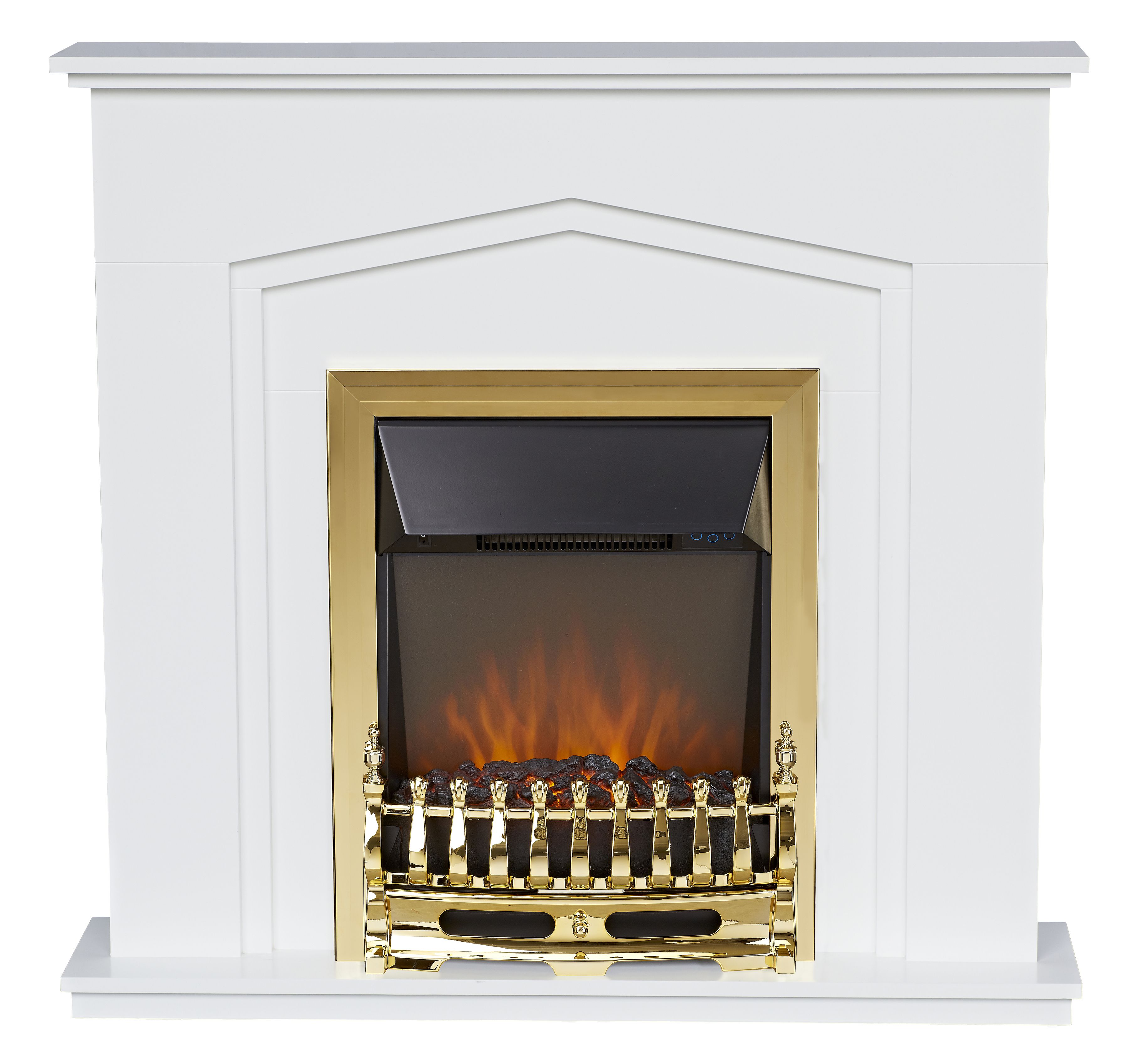 Focal Point Elvington White Brass effect Electric Fire suite