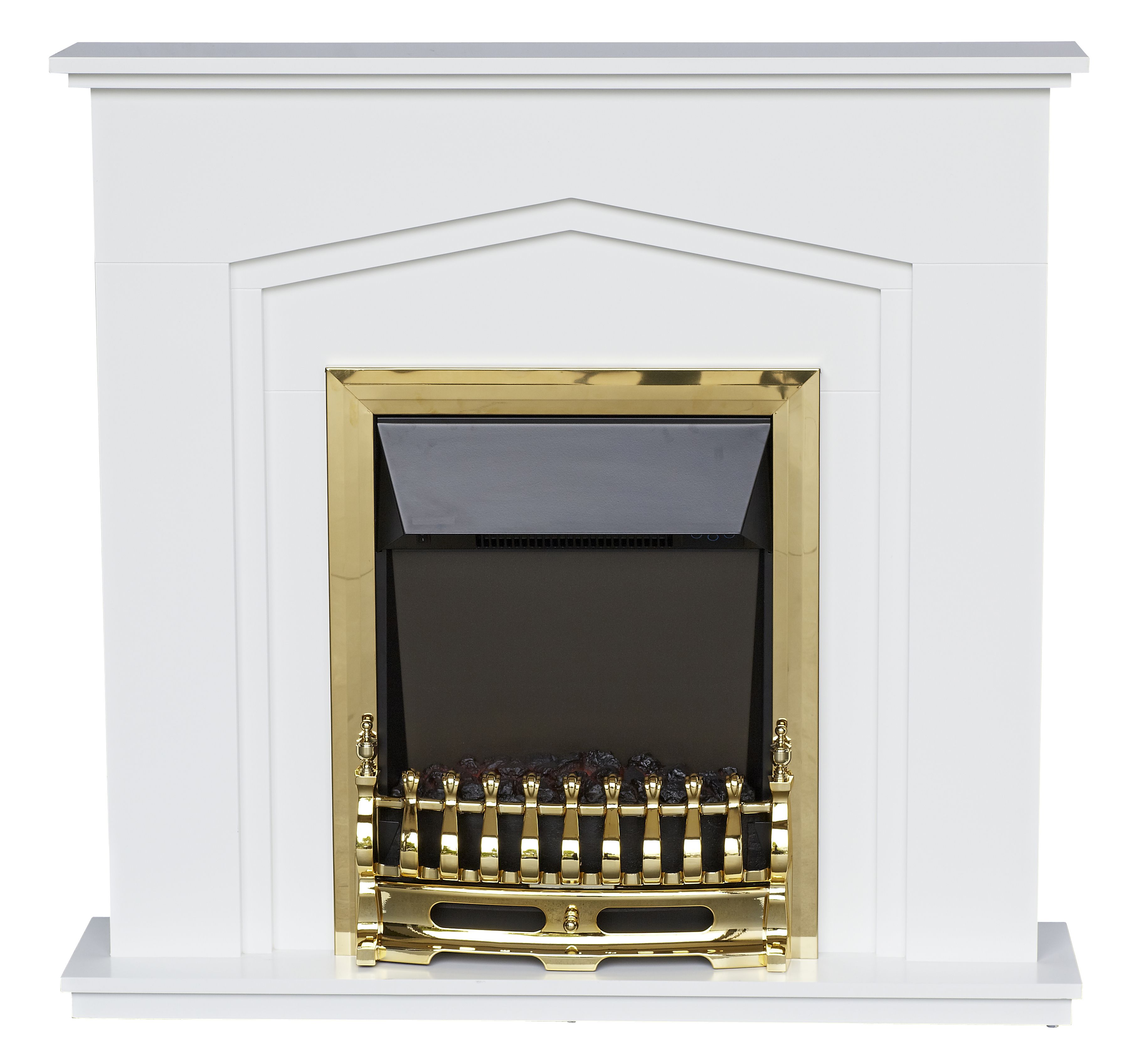 Focal Point Elvington White Brass effect Electric Fire suite