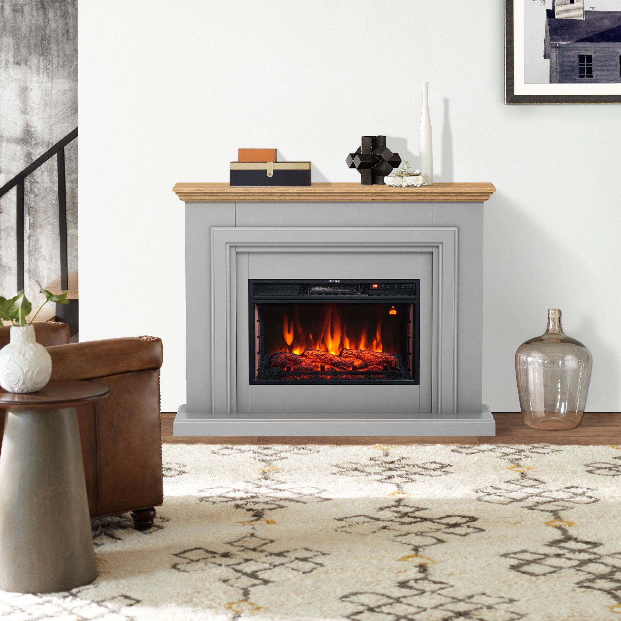 Focal Point Horsham Oak & grey Electric Fire suite