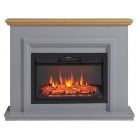 Focal Point Horsham Oak & grey Freestanding Electric Fire suite