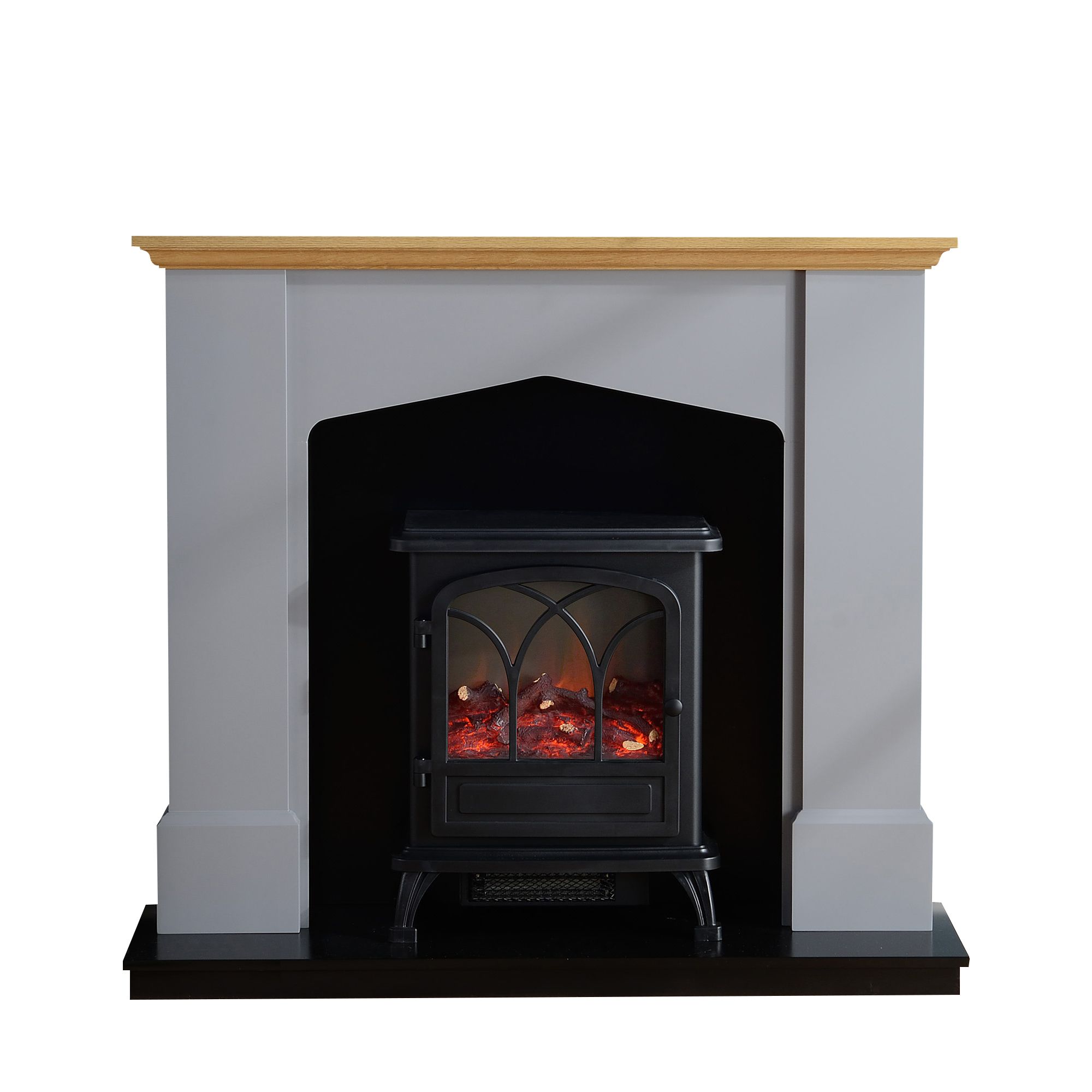 Focal Point Hurst Oak & grey Electric Fire suite