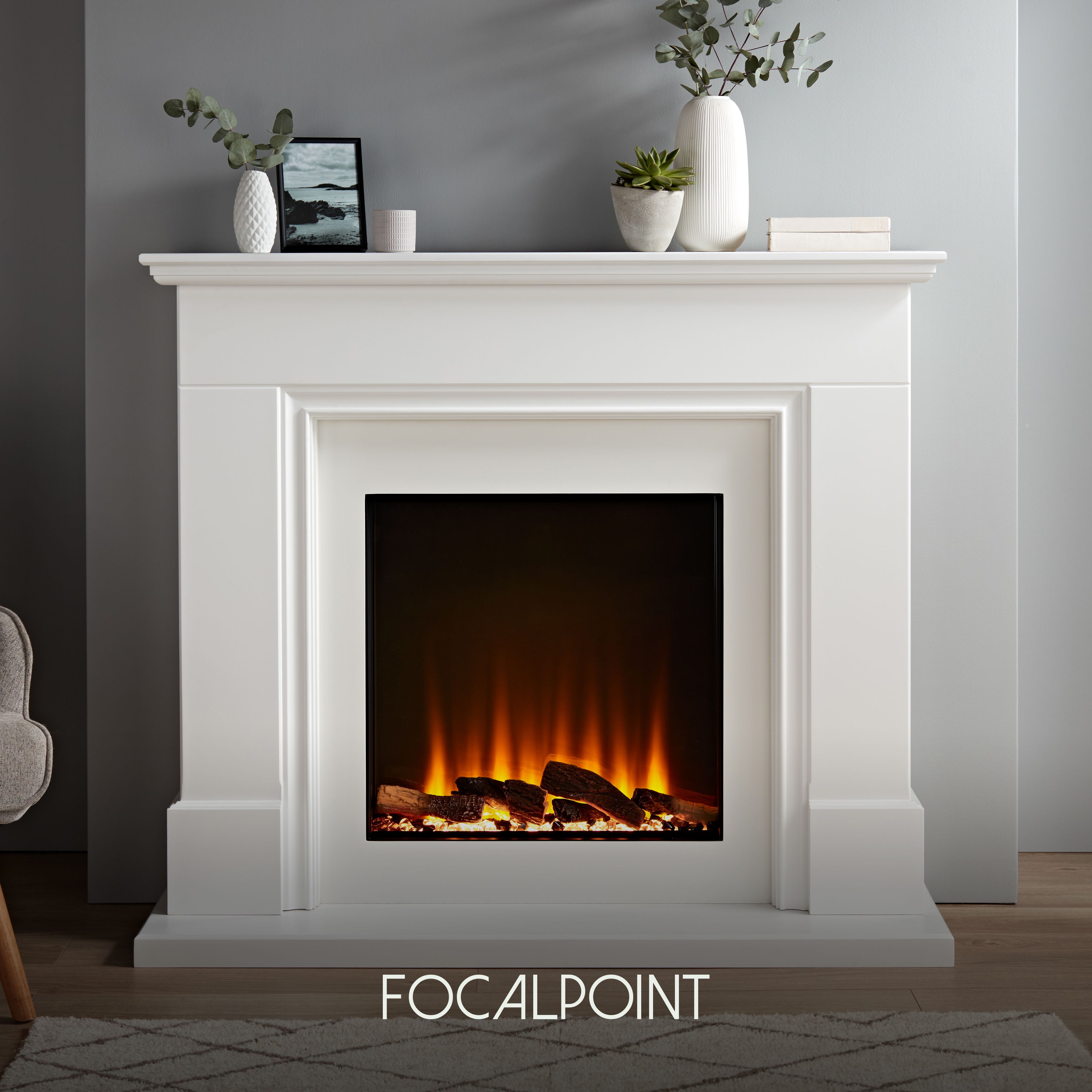 Focal Point Kendal White MDF Freestanding Electric fire suite