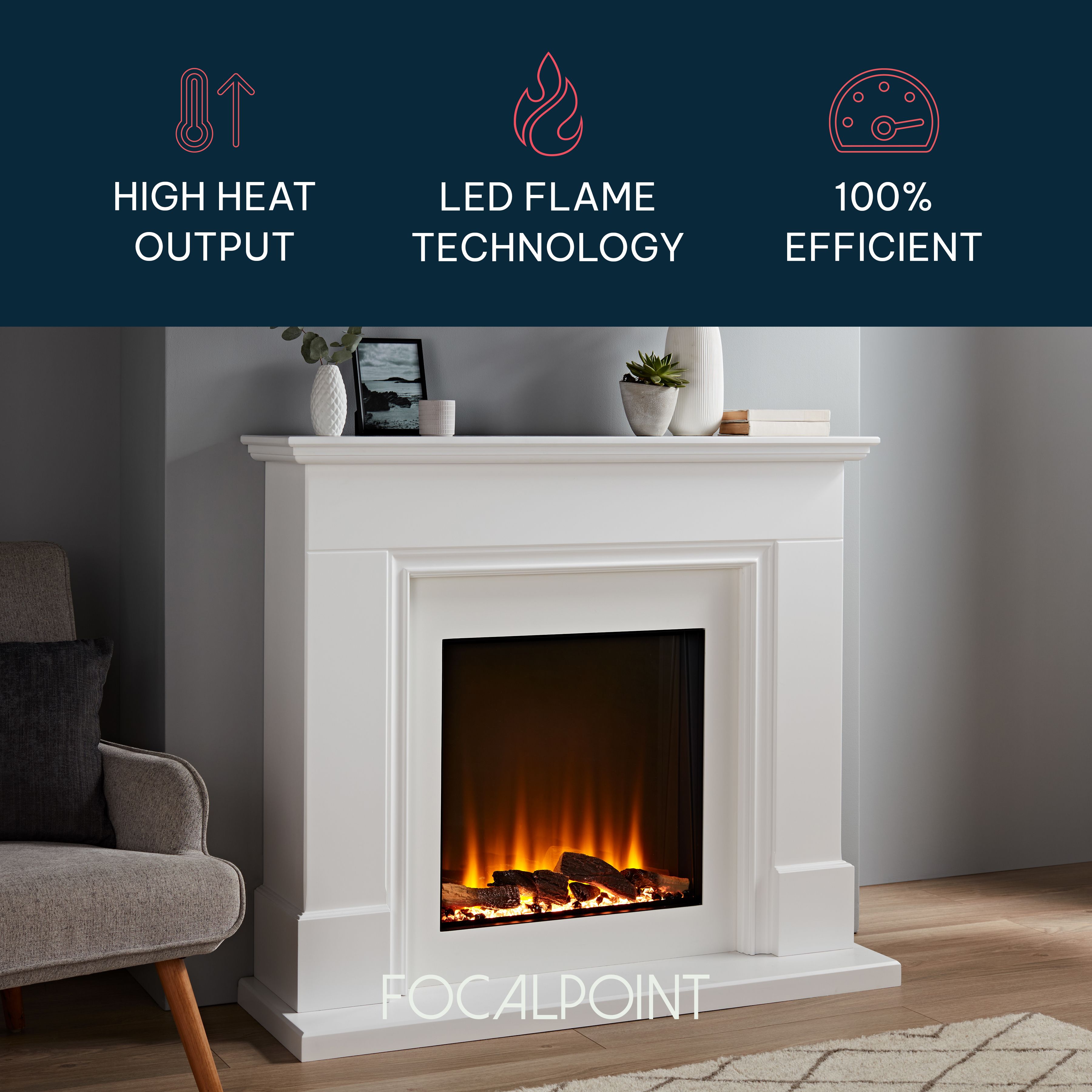 Focal Point Kendal White MDF Freestanding Electric fire suite