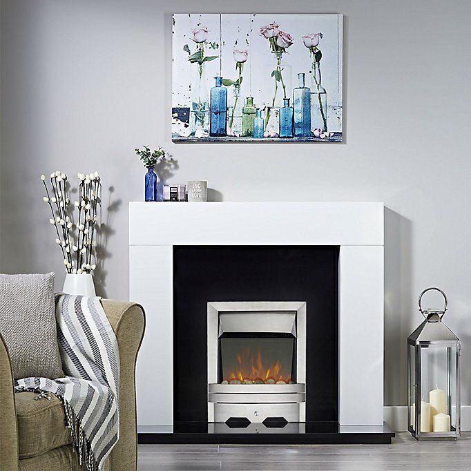 Focal Point Lulworth 2kW Brushed metal effect Electric Fire