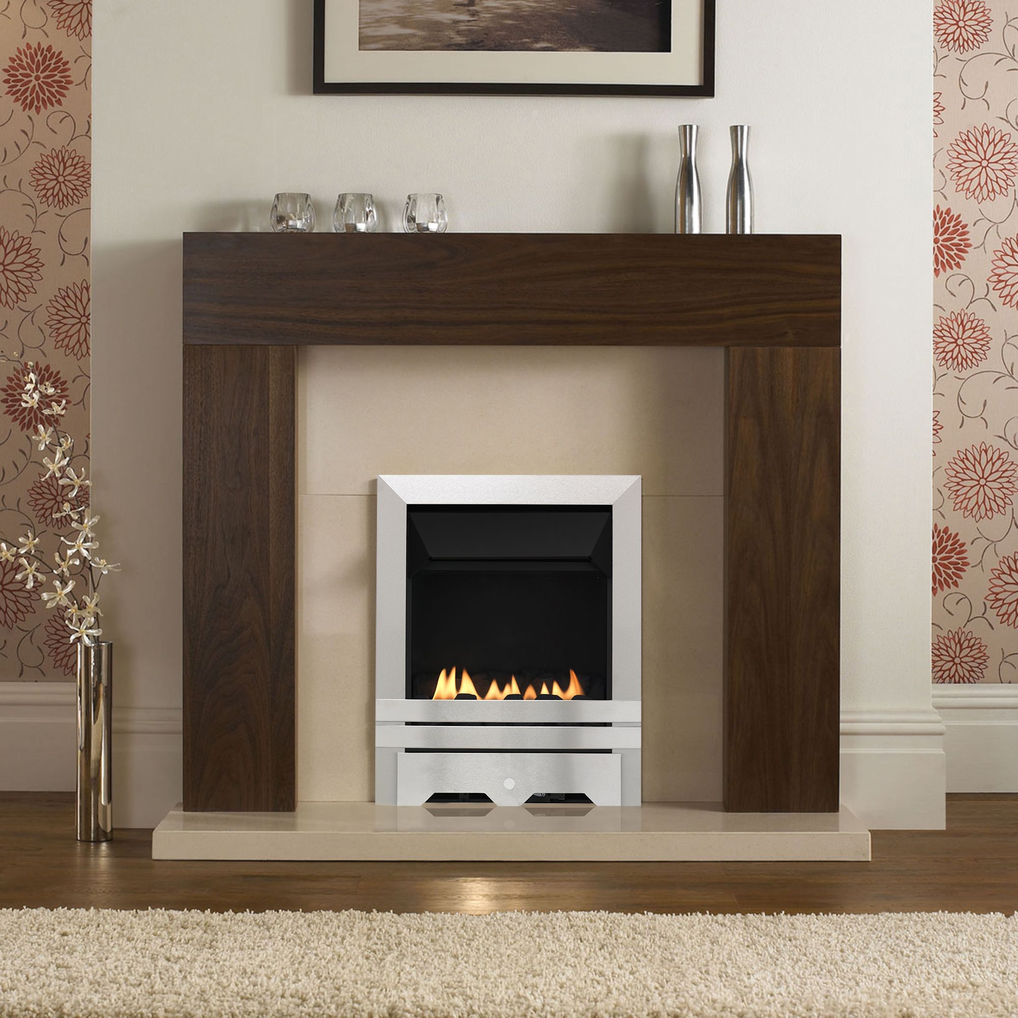 Focal Point Lulworth Stainless steel effect Rotary control knob Gas Fire