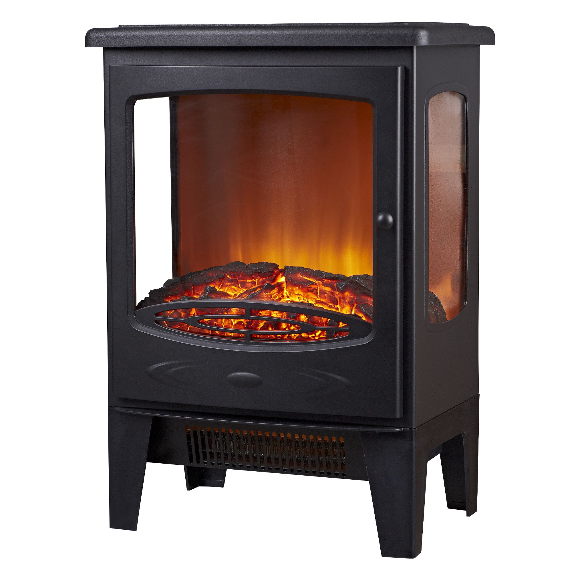Focal Point Malmo Classic 1.8kW Matt Black Cast iron effect Electric Stove