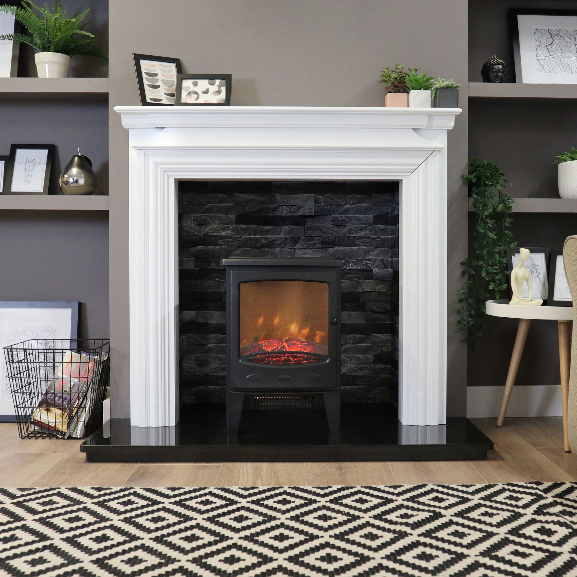 Focal Point Malmo Classic 1.8kW Matt Black Cast iron effect Electric Stove