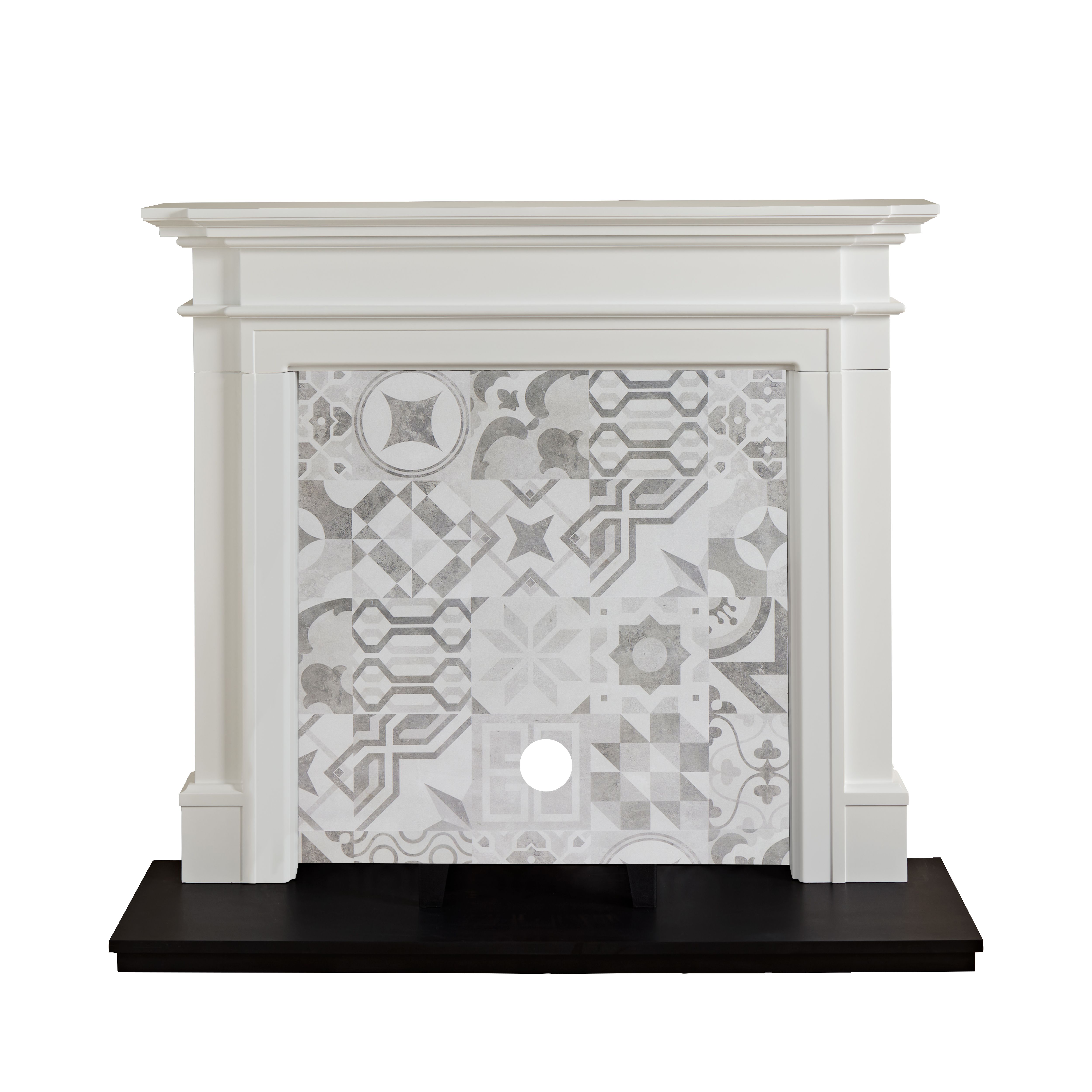 Focal Point Montana White & black MDF Artisian Fireplace surround set