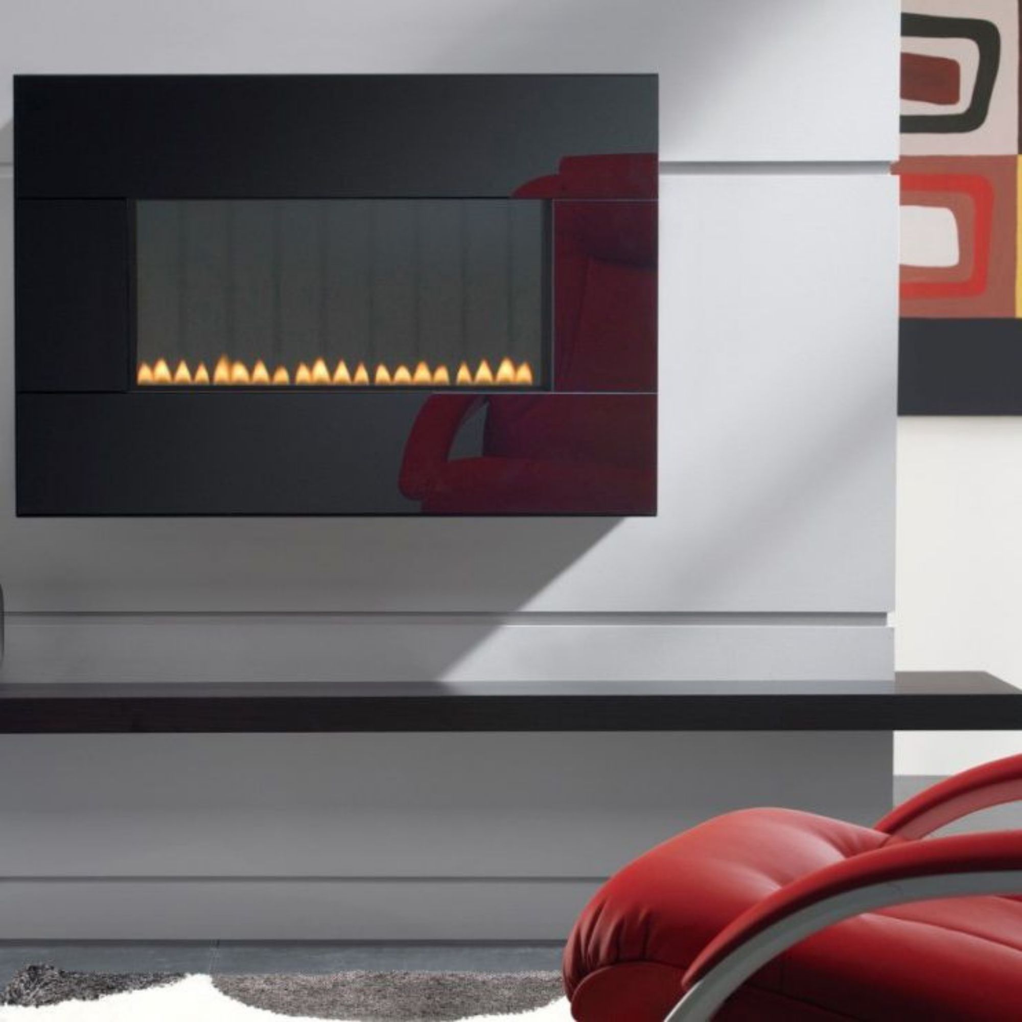 Focal Point Piano flueless Black glass frame Black Manual control Gas Fire