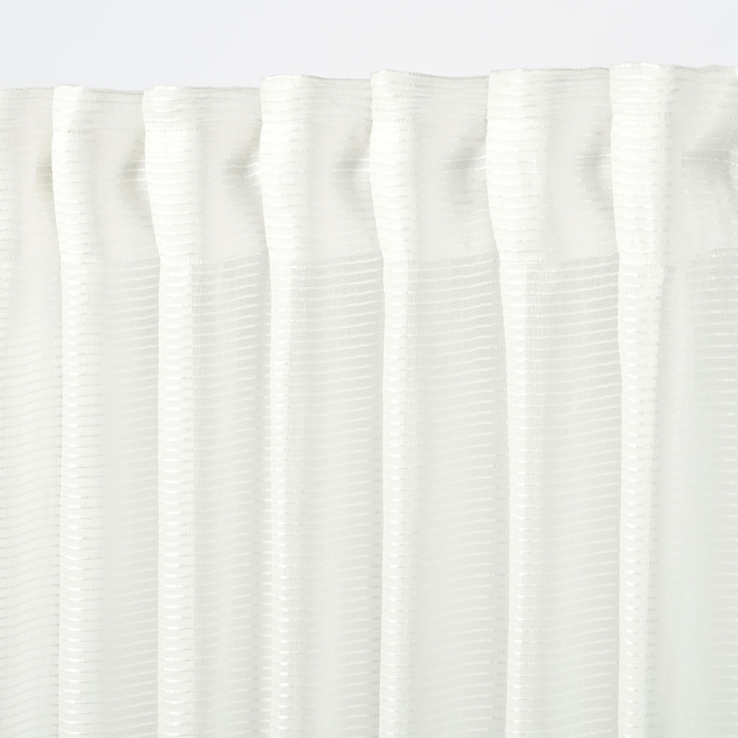 Fola White Horizontal stripe Unlined Pencil pleat Voile curtain (W)140cm (L)260cm, Single