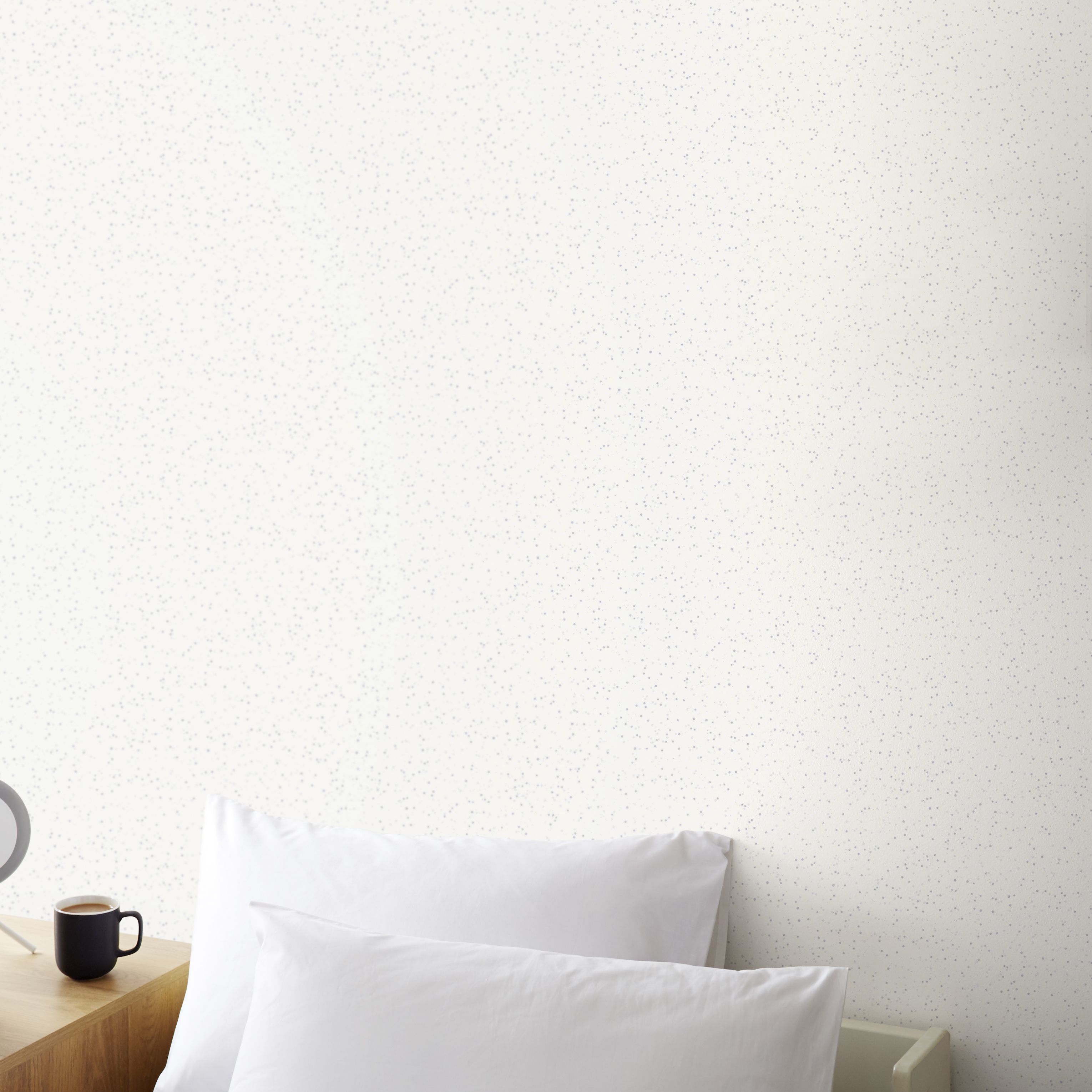Fonio White Glitter effect Spots Textured Wallpaper Sample