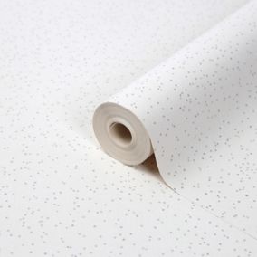 Fonio White Spots Glitter effect Textured Wallpaper Sample