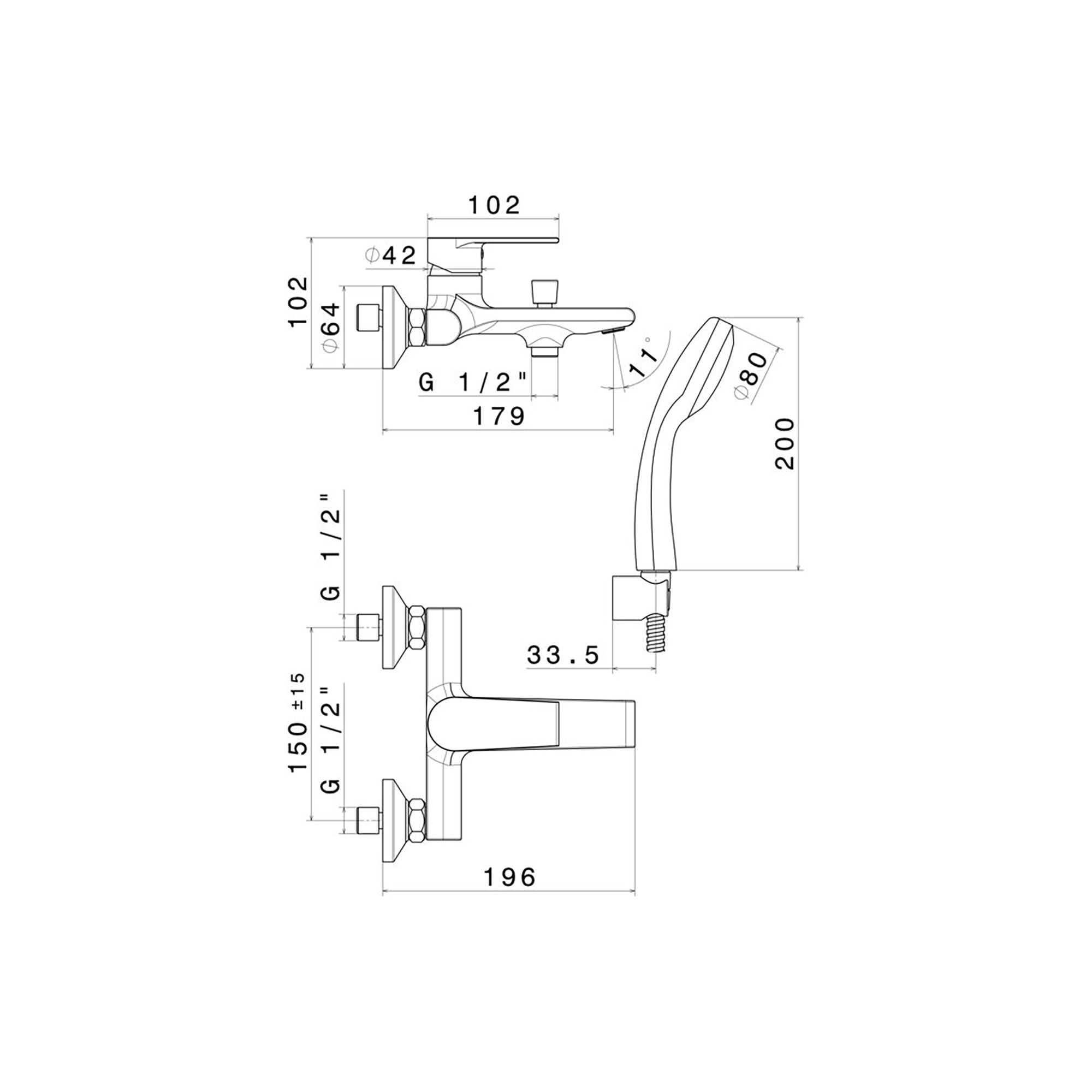 Fonthill Chrome effect Wall-mounted Shower mixer Tap