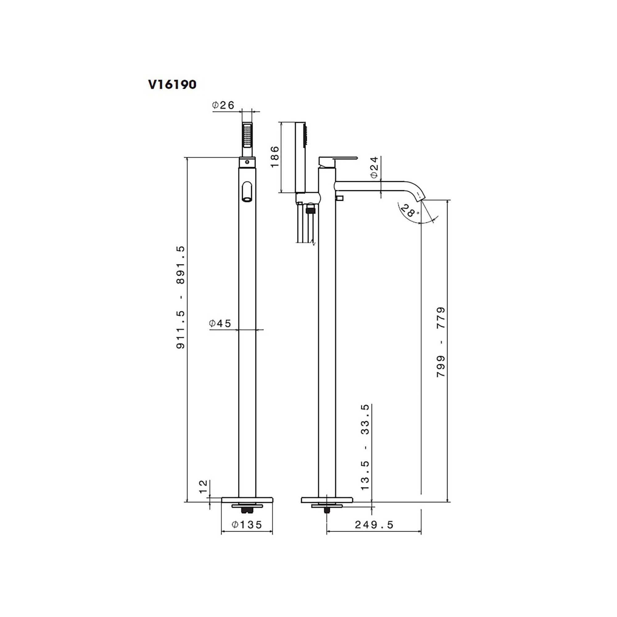 Fonthill Matt Black Floor-mounted Shower mixer Tap