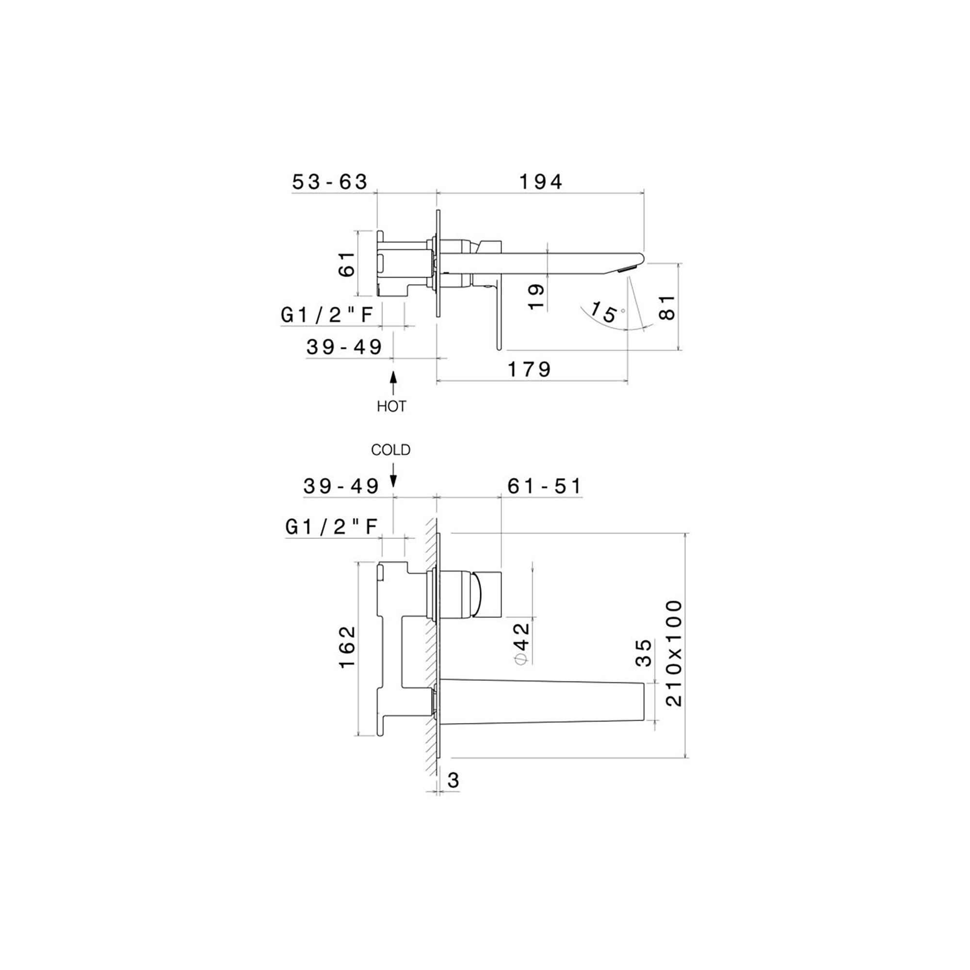 Fonthill Matt Black Wall Mono mixer Tap