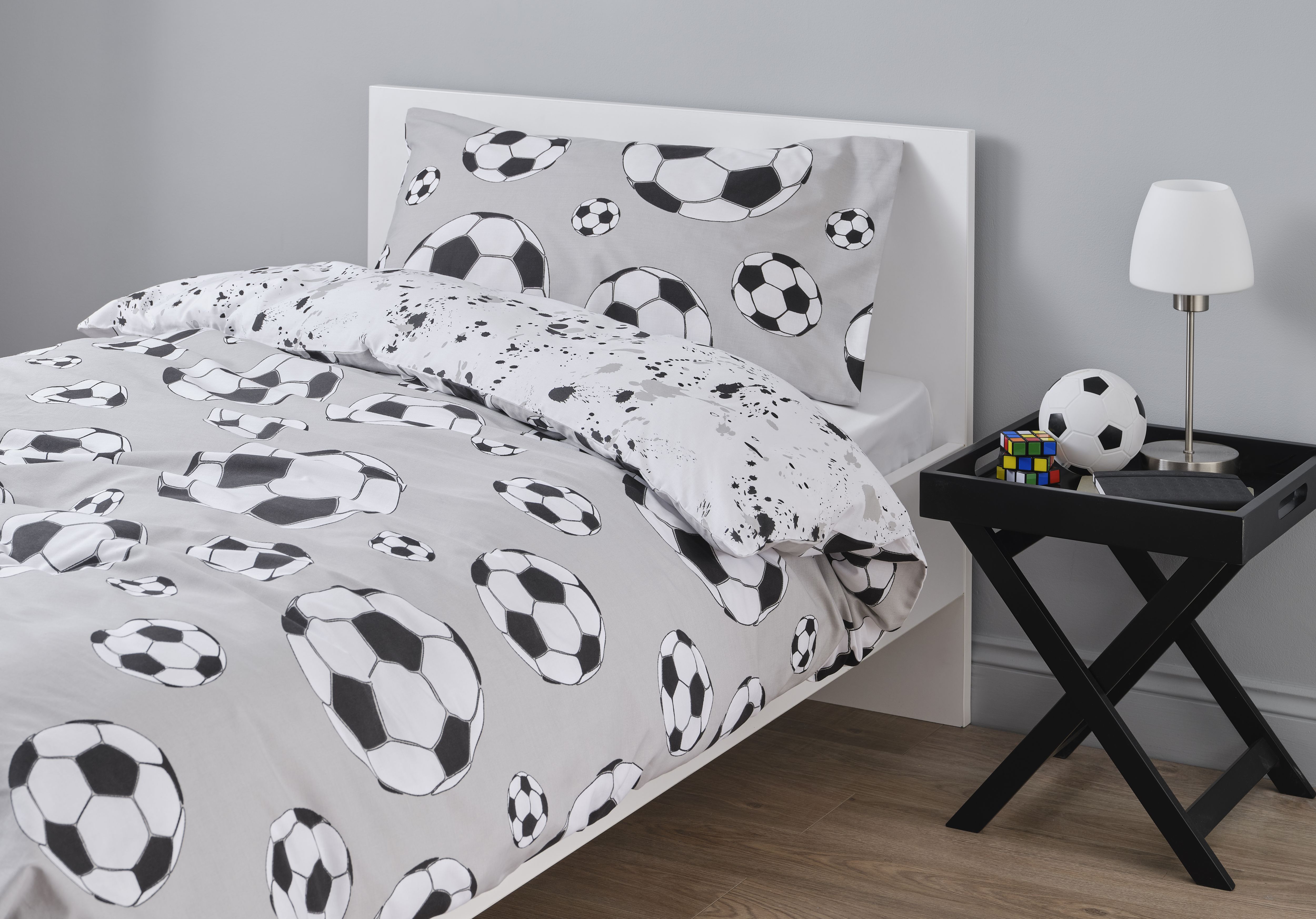 Football Grey & white Single Duvet cover & pillow case set
