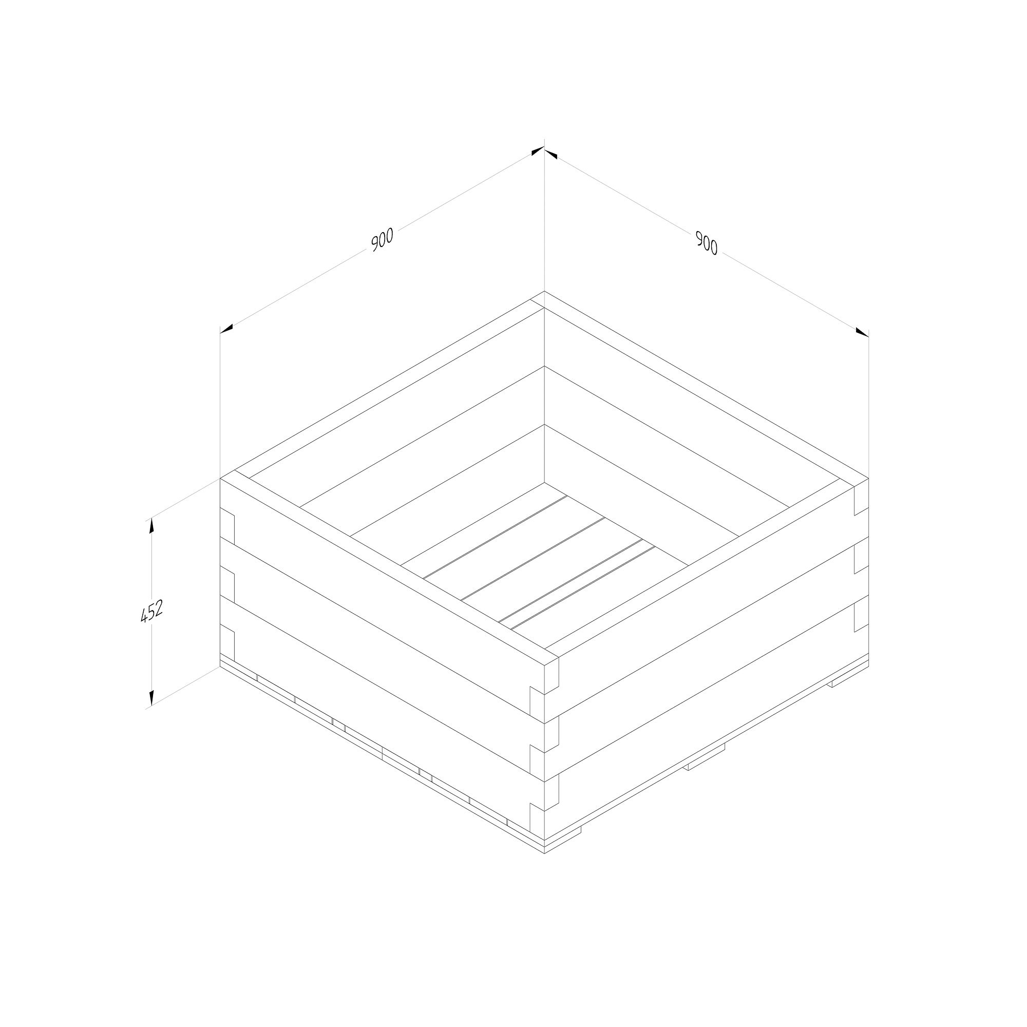 Forest Garden 0.9m x 0.9m Mixed softwood Square Raised bed kit 0.81m²