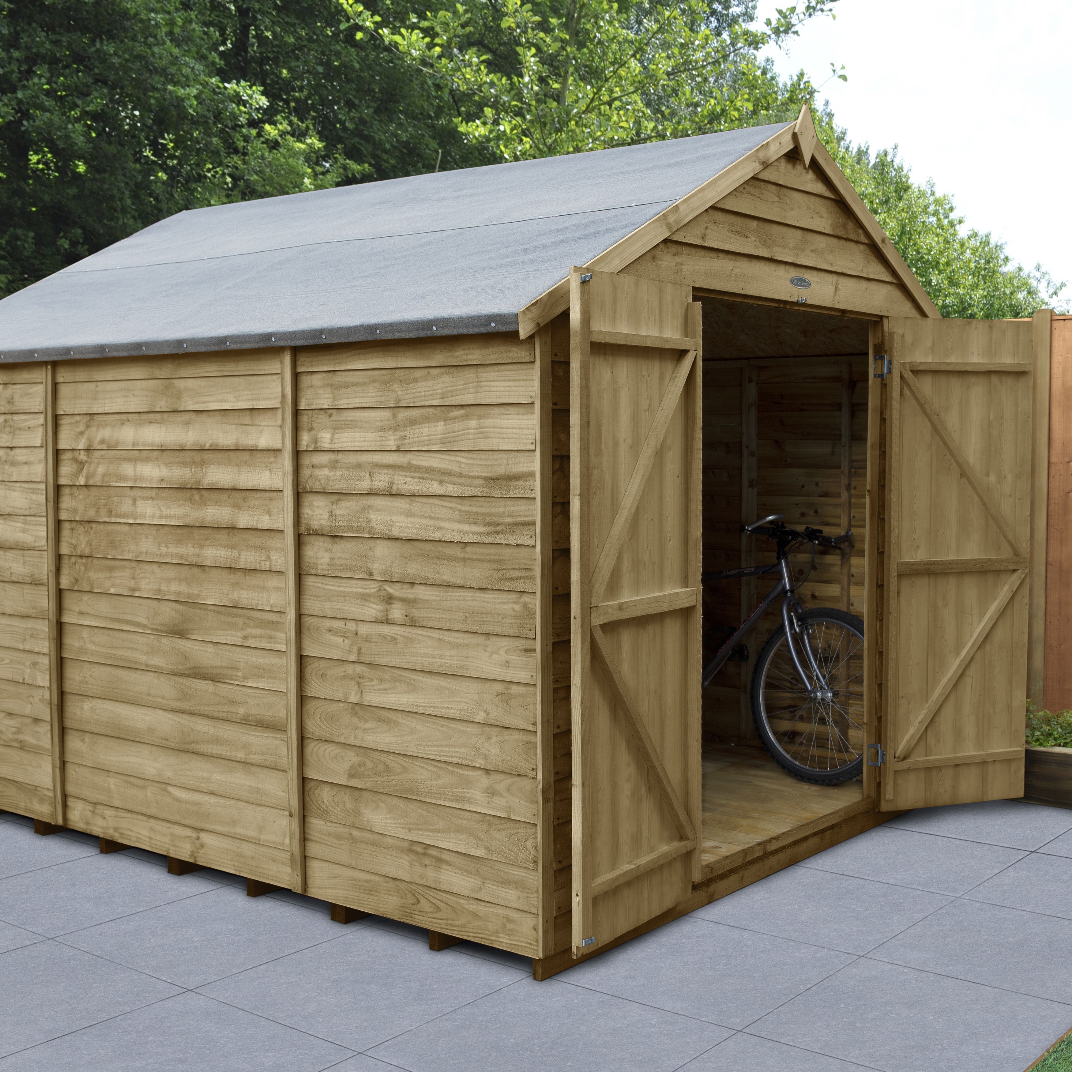 Forest Garden 10x8 Apex Pressure treated Overlap Wooden Shed with floor