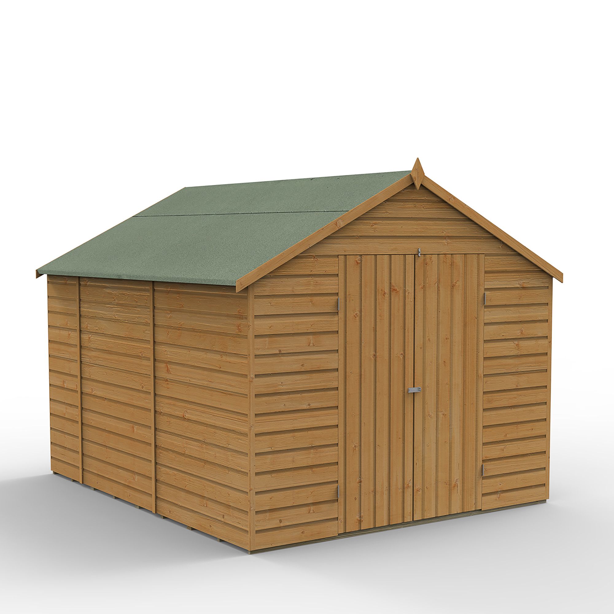 Forest Garden 10x8 ft Apex Wooden 2 door Shed with floor (Base included) - Assembly service included