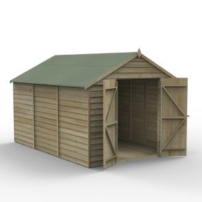 Forest Garden 12x8 ft Apex Wooden 2 door Shed with floor (Base included) - Assembly service included