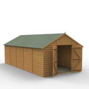 Forest Garden 20x10 ft Apex Wooden 2 door Shed with floor & 8 windows (Base included) - Assembly service included