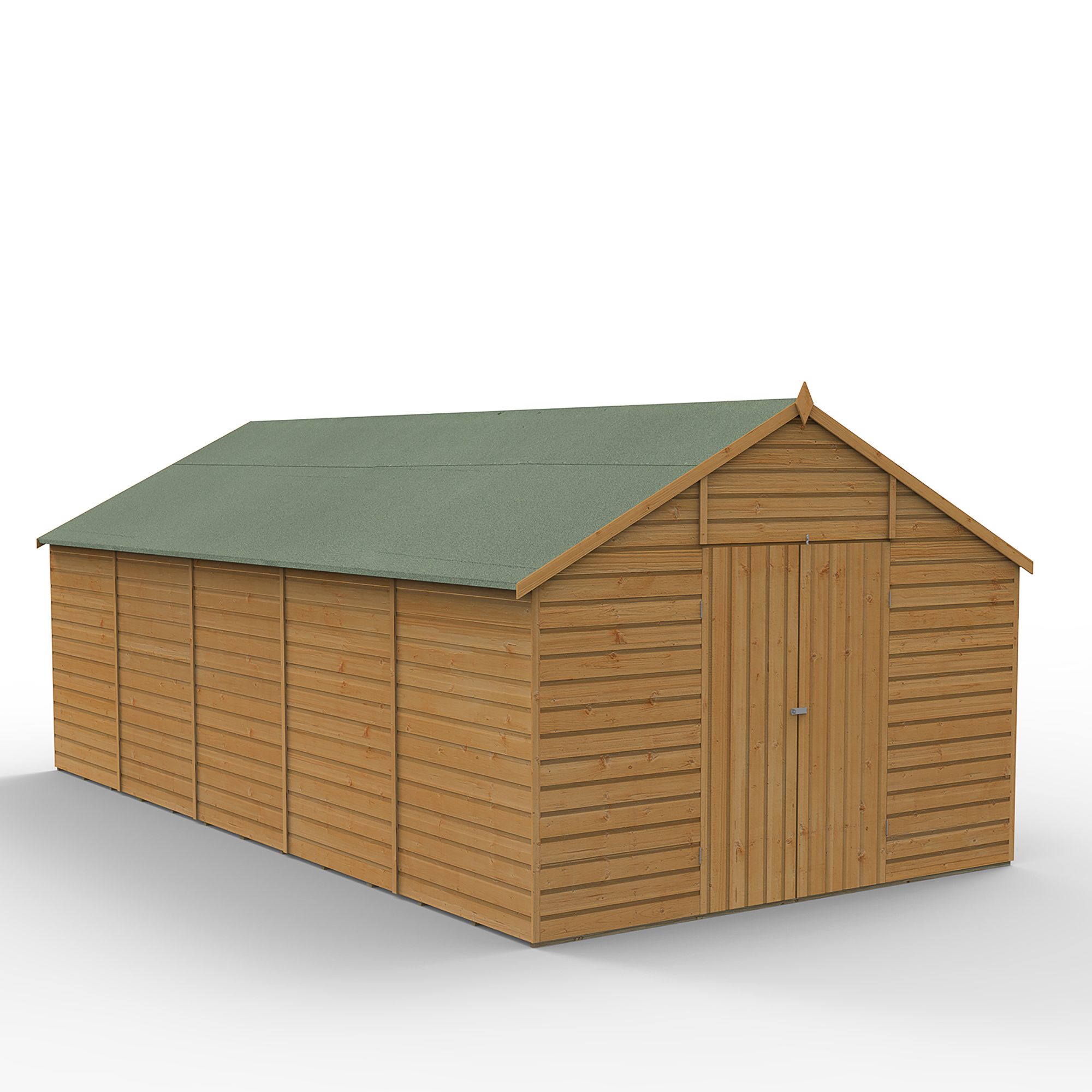 Forest Garden 20x10 ft Apex Wooden 2 door Shed with floor & 8 windows (Base included) - Assembly service included