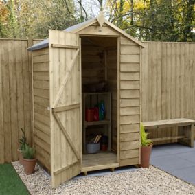 Forest Garden 4x3 Apex Pressure treated Overlap Wooden Shed with floor