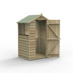 Forest Garden 4x3 ft Apex Wooden Shed with floor & 2 windows (Base included) - Assembly service included