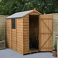 Forest Garden 6x4 Apex Dip treated Overlap Wooden Shed with floor (Base included)