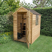Forest Garden 6x4 ft Apex Green Wooden Shed with floor & 1 window (Base included) - Assembly service included