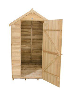 Forest Garden 6x4 ft Apex Green Wooden Shed with floor & 1 window