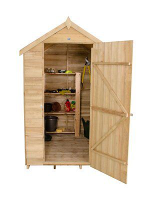 Forest Garden 6x4 ft Apex Green Wooden Shed with floor & 1 window