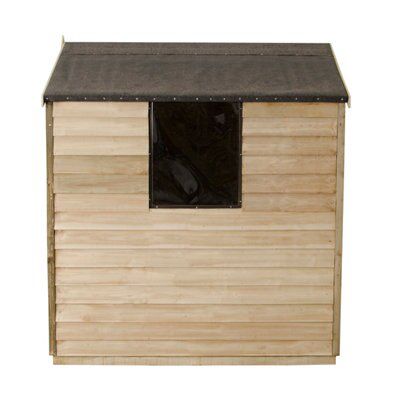 Forest Garden 6x4 ft Apex Green Wooden Shed with floor & 1 window