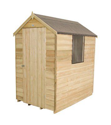 Forest Garden 6x4 ft Apex Green Wooden Shed with floor & 1 window