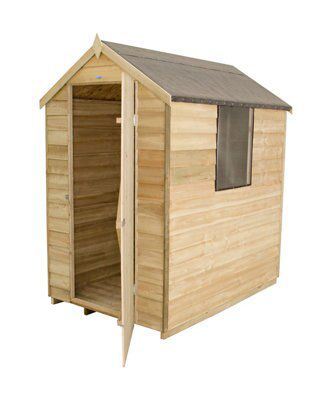 Forest Garden 6x4 ft Apex Green Wooden Shed with floor & 1 window