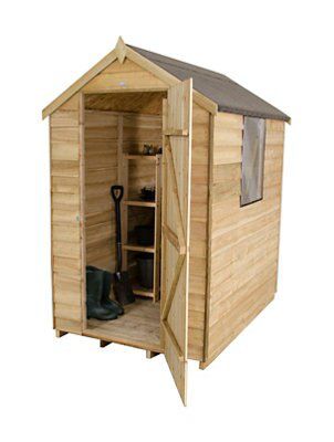 Forest Garden 6x4 ft Apex Green Wooden Shed with floor & 1 window
