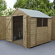 Forest Garden 7x7 Apex Overlap Wooden Shed (Base included) - Assembly service included