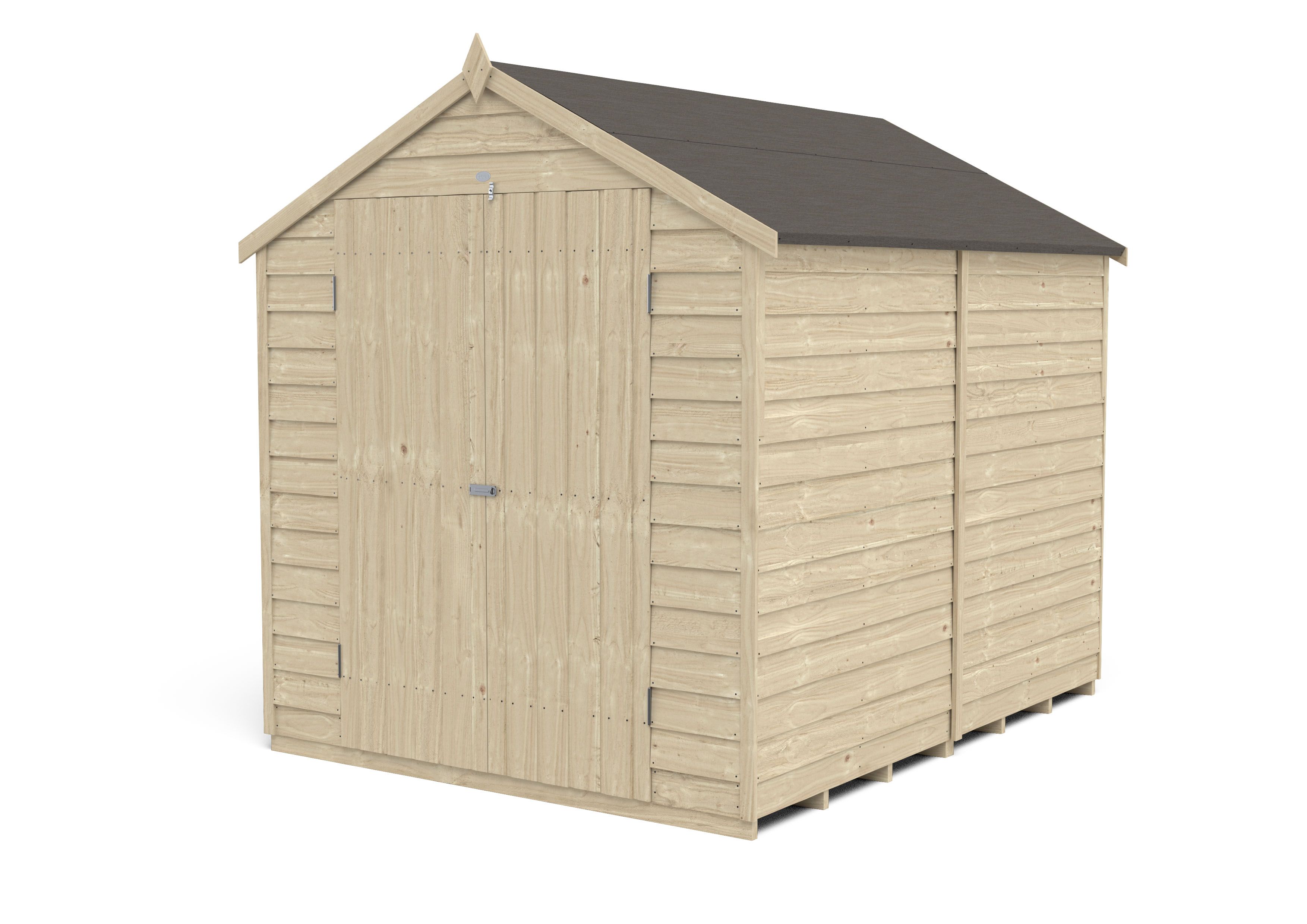 Forest Garden 8x6 ft Apex Wooden 2 door Shed with floor (Base included) - Assembly service included