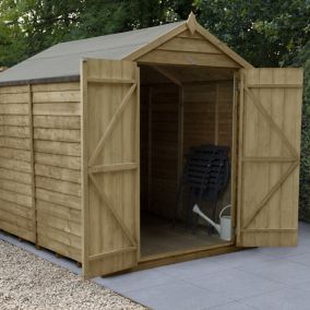 Forest Garden 8x6 ft Apex Wooden 2 door Shed with floor (Base included)