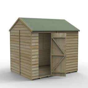 Forest Garden 8x6 ft Reverse apex Wooden Shed with floor (Base included) - Assembly service included