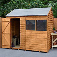 Forest Garden 8x6 Reverse apex Dip treated Overlap Wooden Shed with floor (Base included)