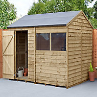 Forest Garden 8x6 Reverse apex Pressure treated Overlap Wooden Shed with floor - Assembly service included