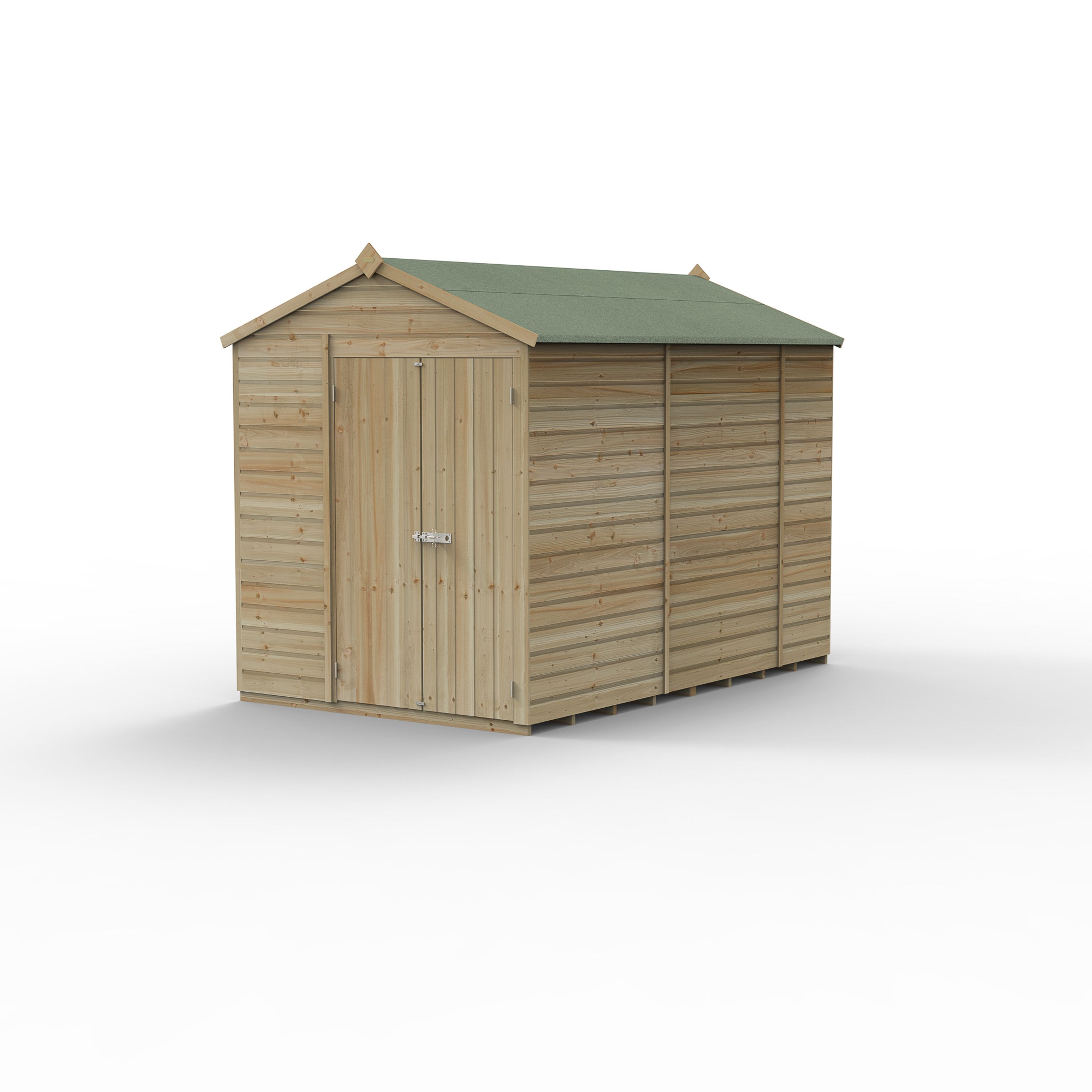 Forest Garden Beckwood 10x6 ft Apex Natural timber Wooden 2 door Shed with floor
