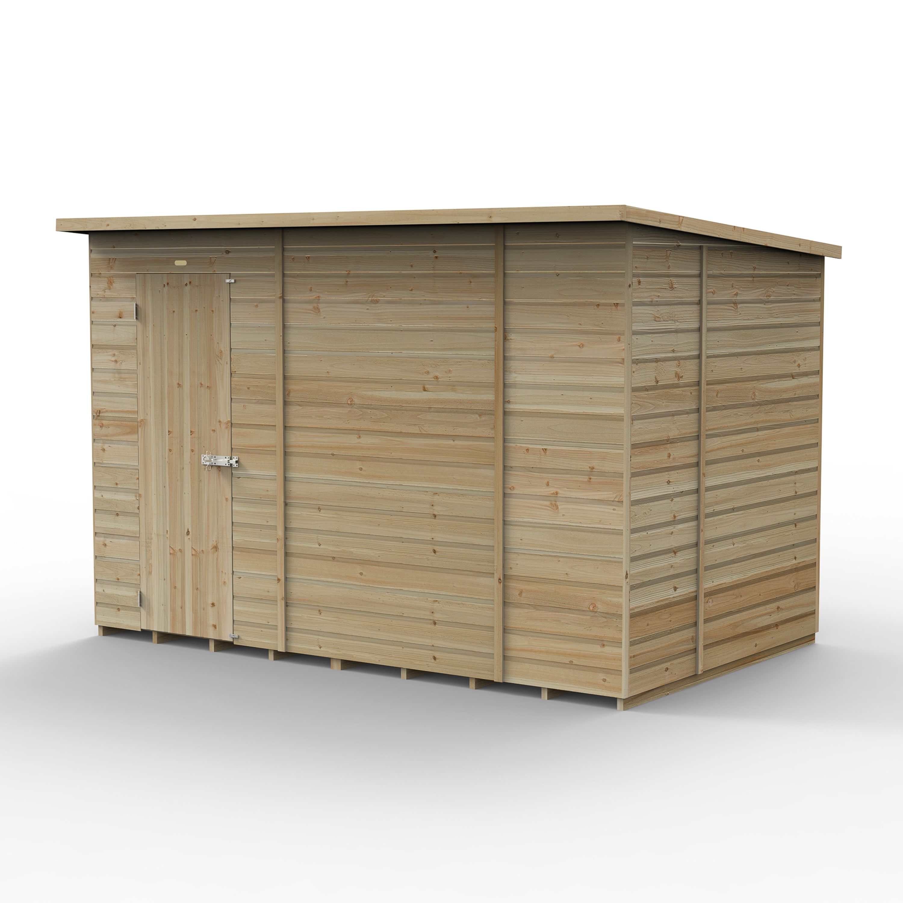 Forest Garden Beckwood 10x6 ft Pent Natural timber Wooden 2 door Shed with floor - Assembly not required
