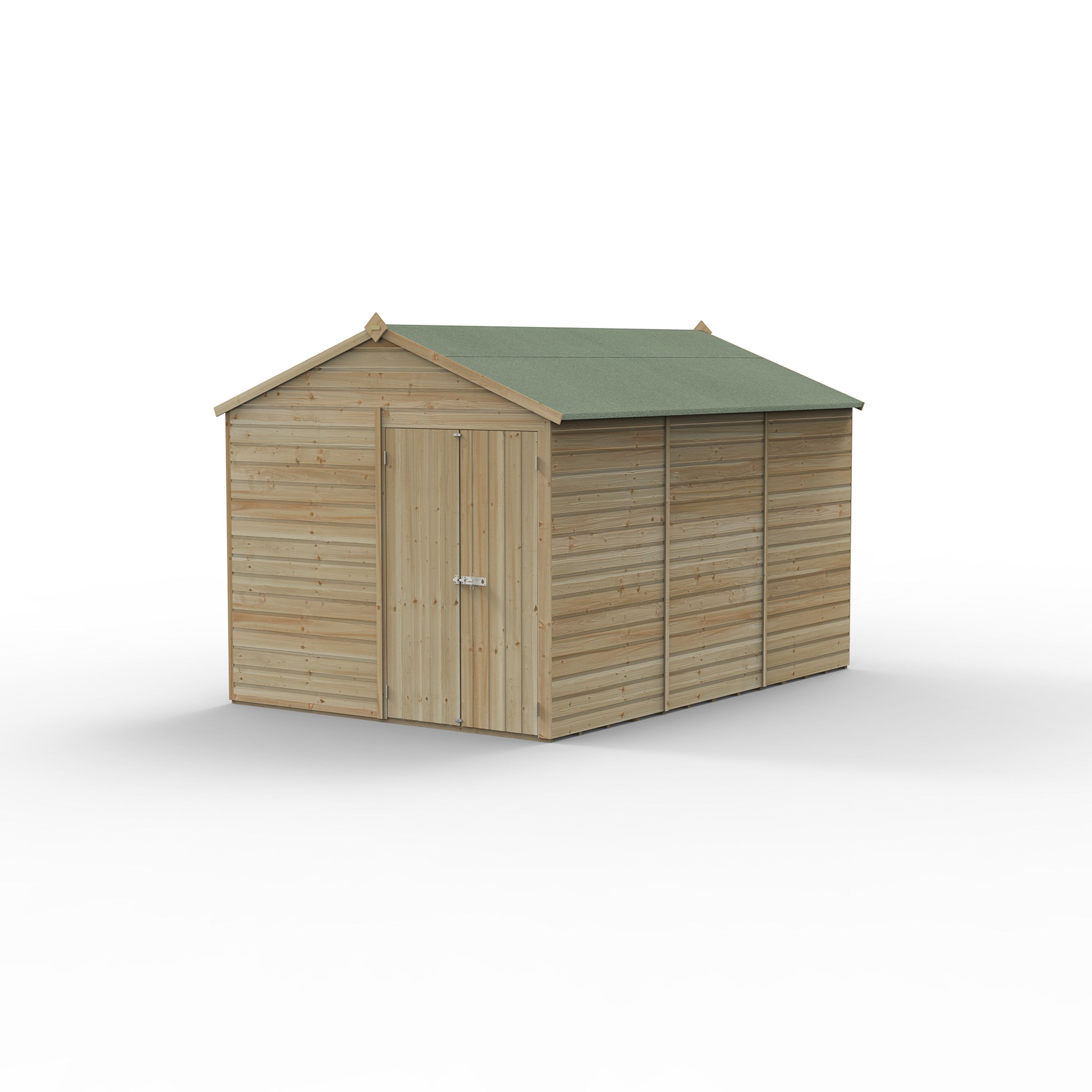 Forest Garden Beckwood 12x8 ft Apex Natural timber Wooden 2 door Shed with floor (Base included)