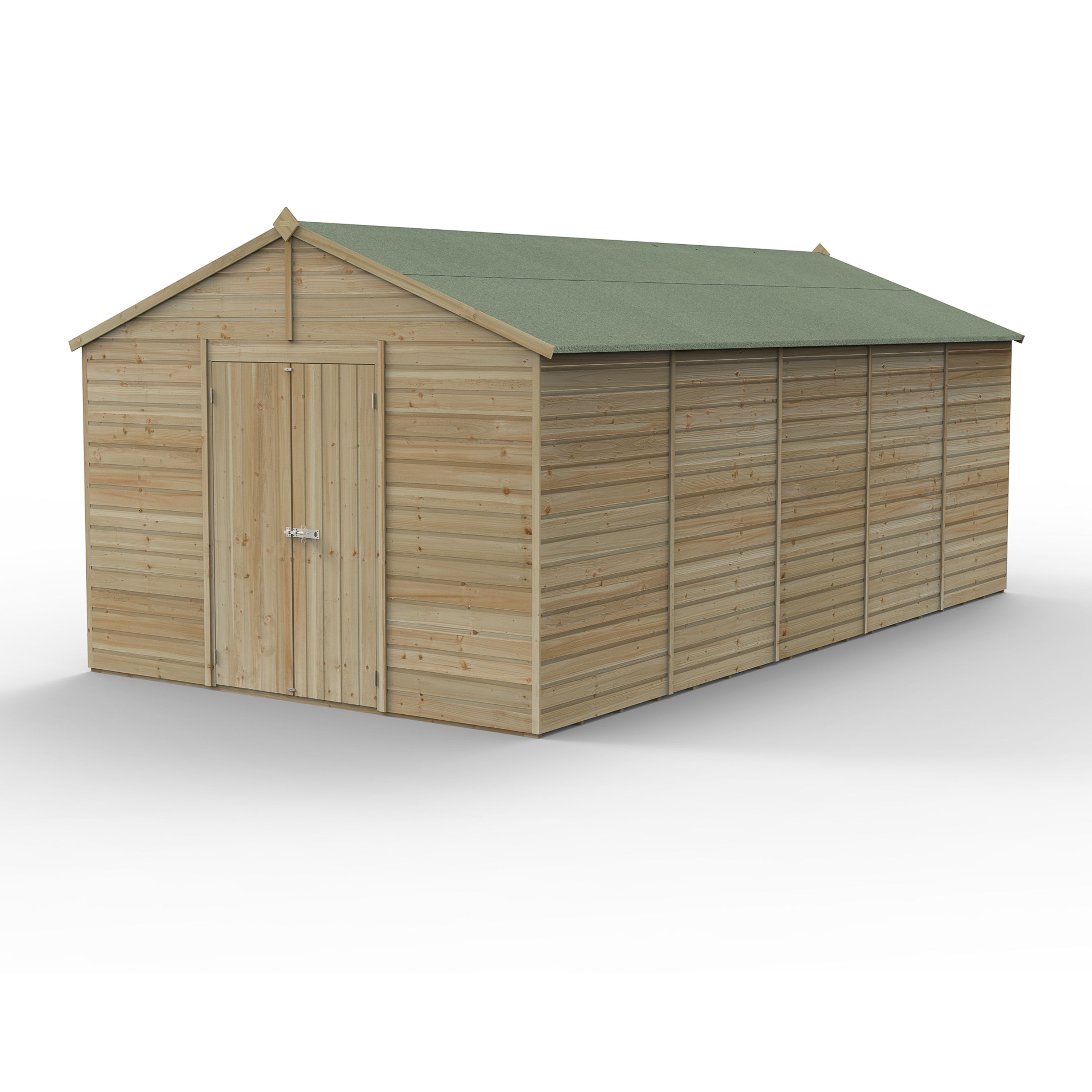 Forest Garden Beckwood 20x10 ft Apex Natural timber Wooden 2 door Shed with floor (Base included)