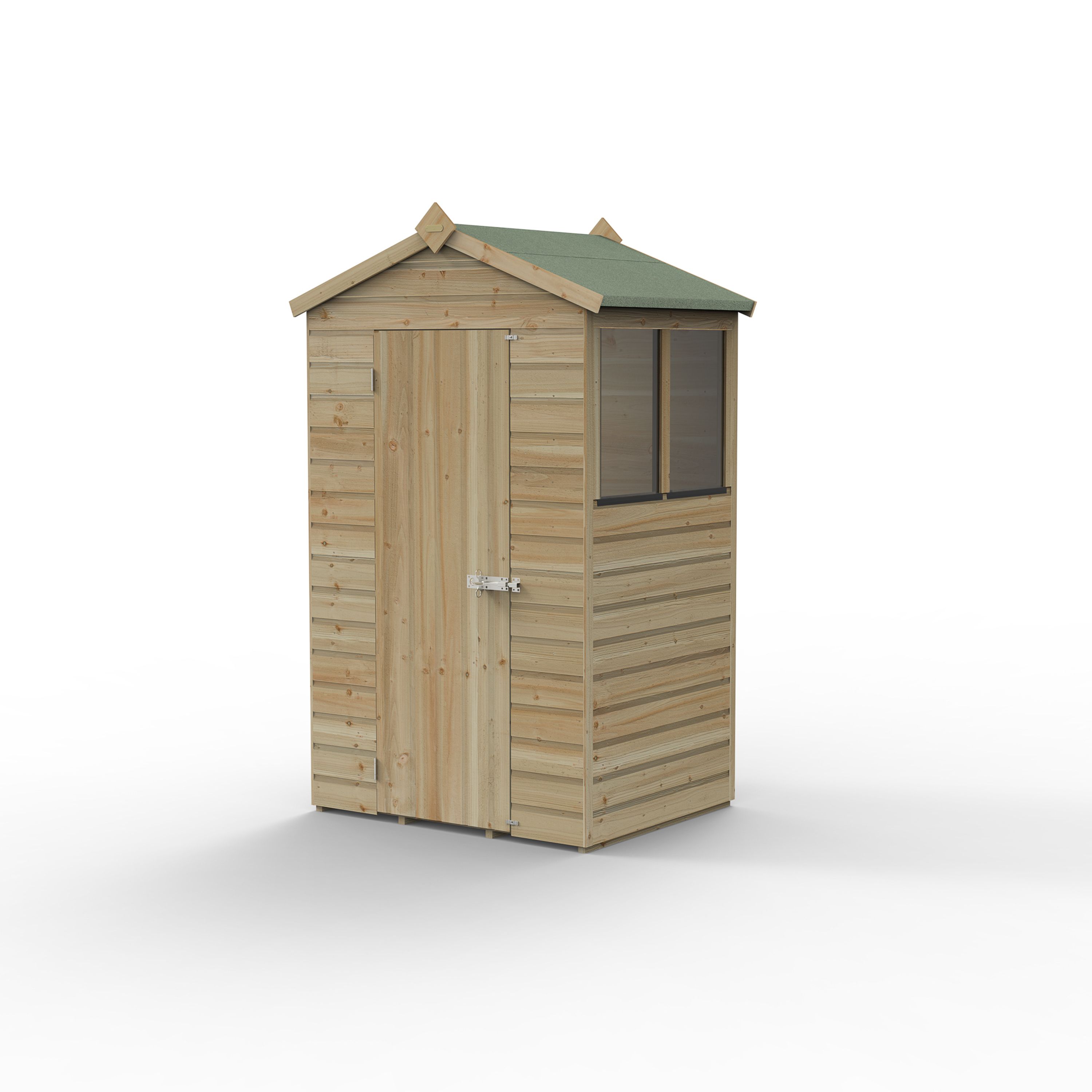 Forest Garden Beckwood 4x3 ft Apex Natural timber Wooden Shed with floor & 2 windows (Base included)