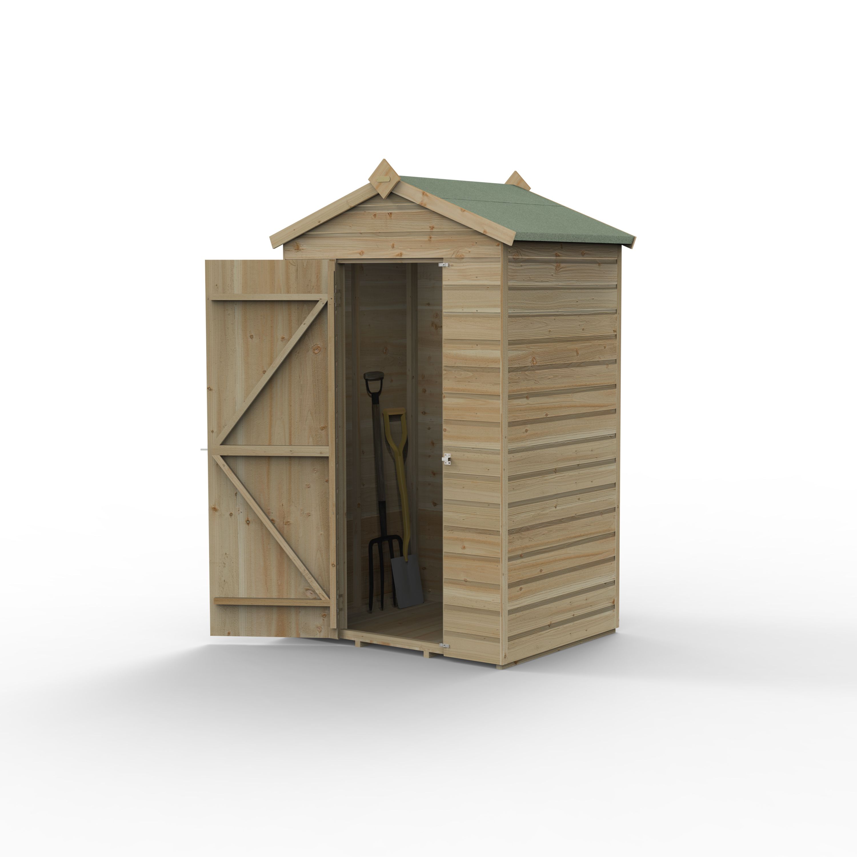 Forest Garden Beckwood 4x3 ft Apex Natural timber Wooden Shed with floor - Assembly not required