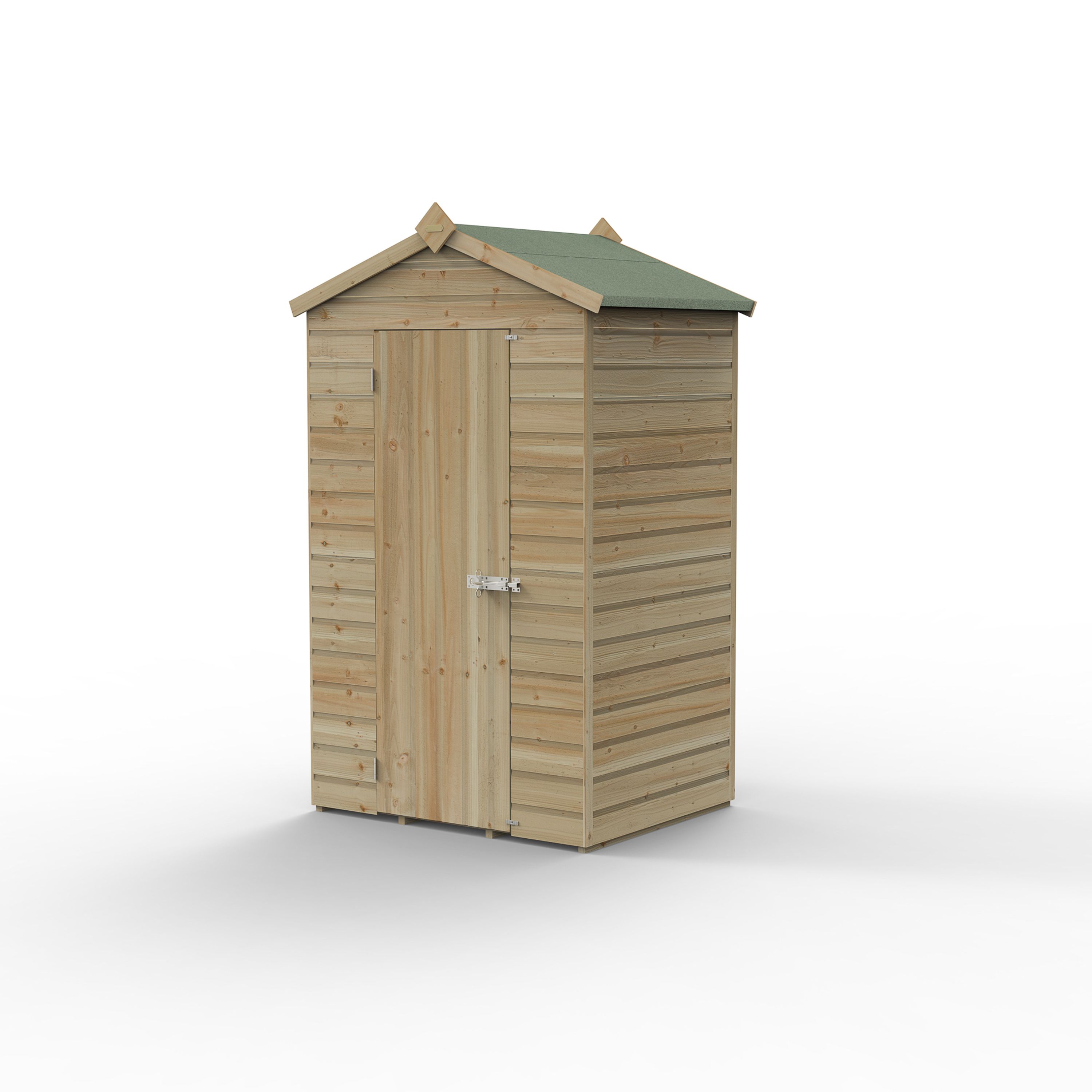 Forest Garden Beckwood 4x3 ft Apex Natural timber Wooden Shed with floor (Base included) - Assembly not required